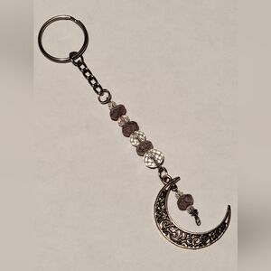 Crescent Moon Beaded Keychain